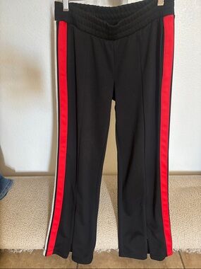 Wild Fable Black Pants with Red/white side stripes. Front ankle zippers